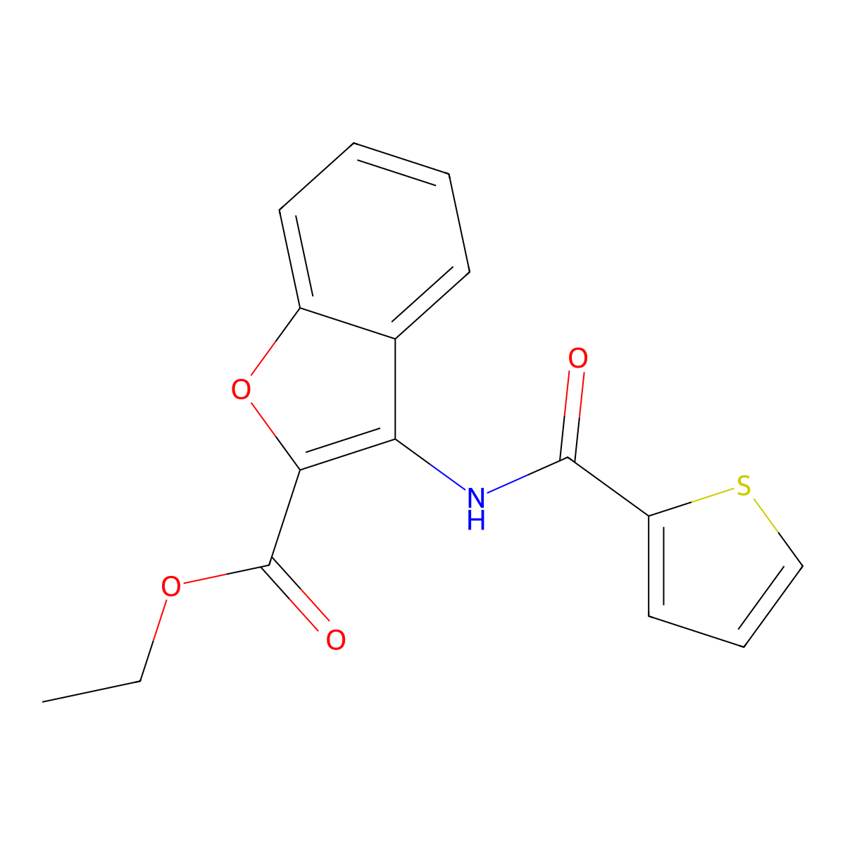 3-[[Oxo(thiophen-2-yl)methyl]amino]-2-benzofurancarboxylic acid ethyl ester molecular structure, CAS 477499-87-9