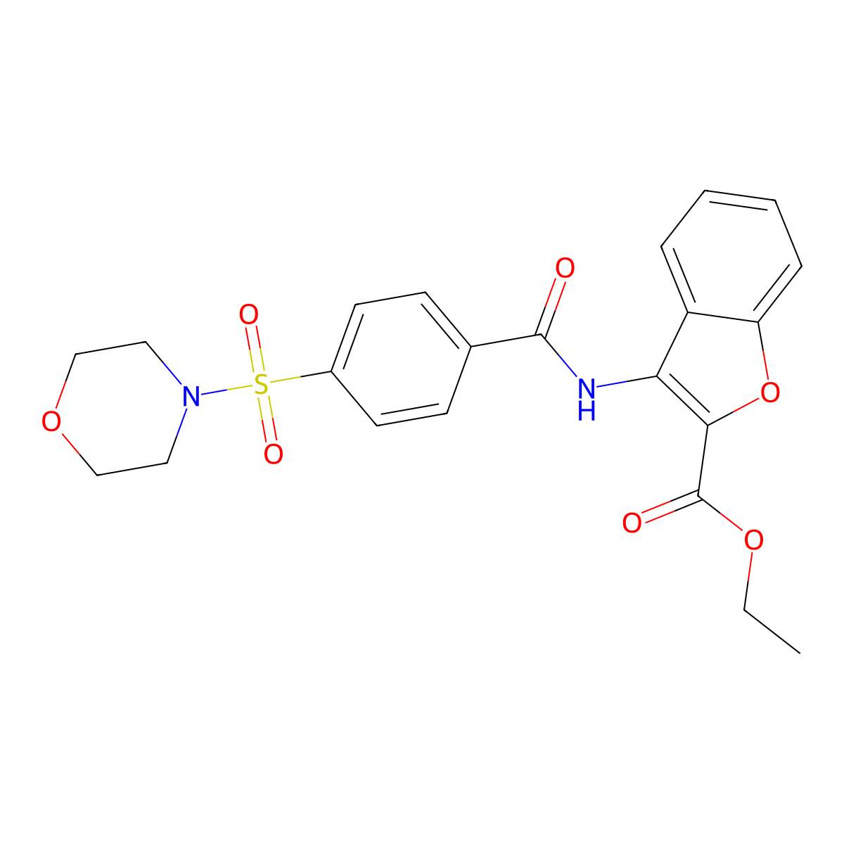 Ethyl 3-(4-(morpholinosulfonyl)benzamido)benzofuran-2-carboxylate molecular structure, CAS 477499-96-0