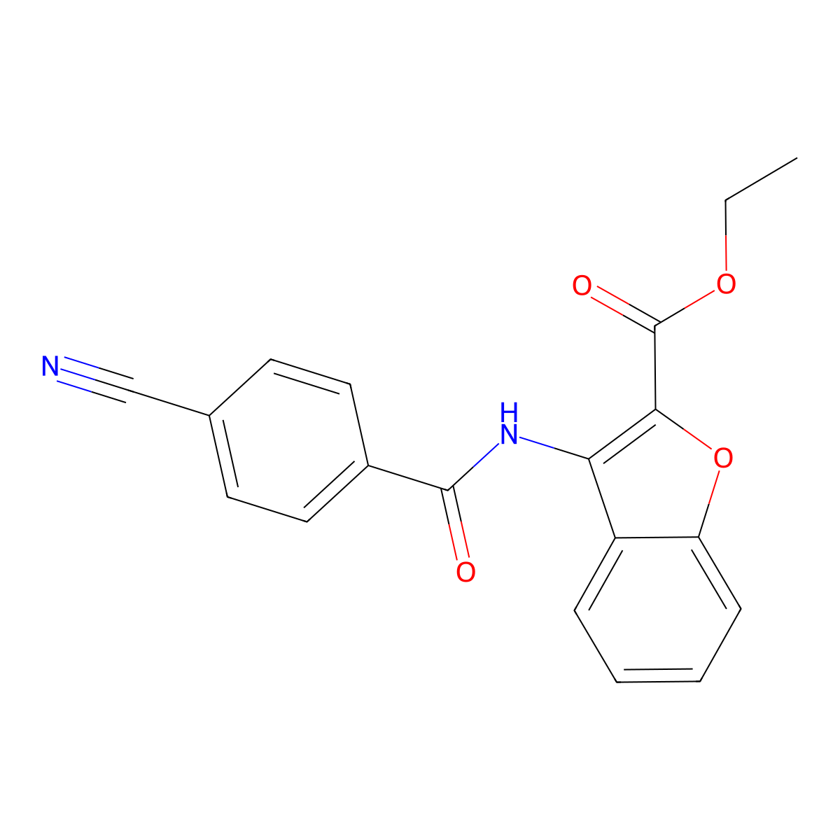 Ethyl 3-(4-cyanobenzamido)benzofuran-2-carboxylate molecular structure, CAS 477500-08-6
