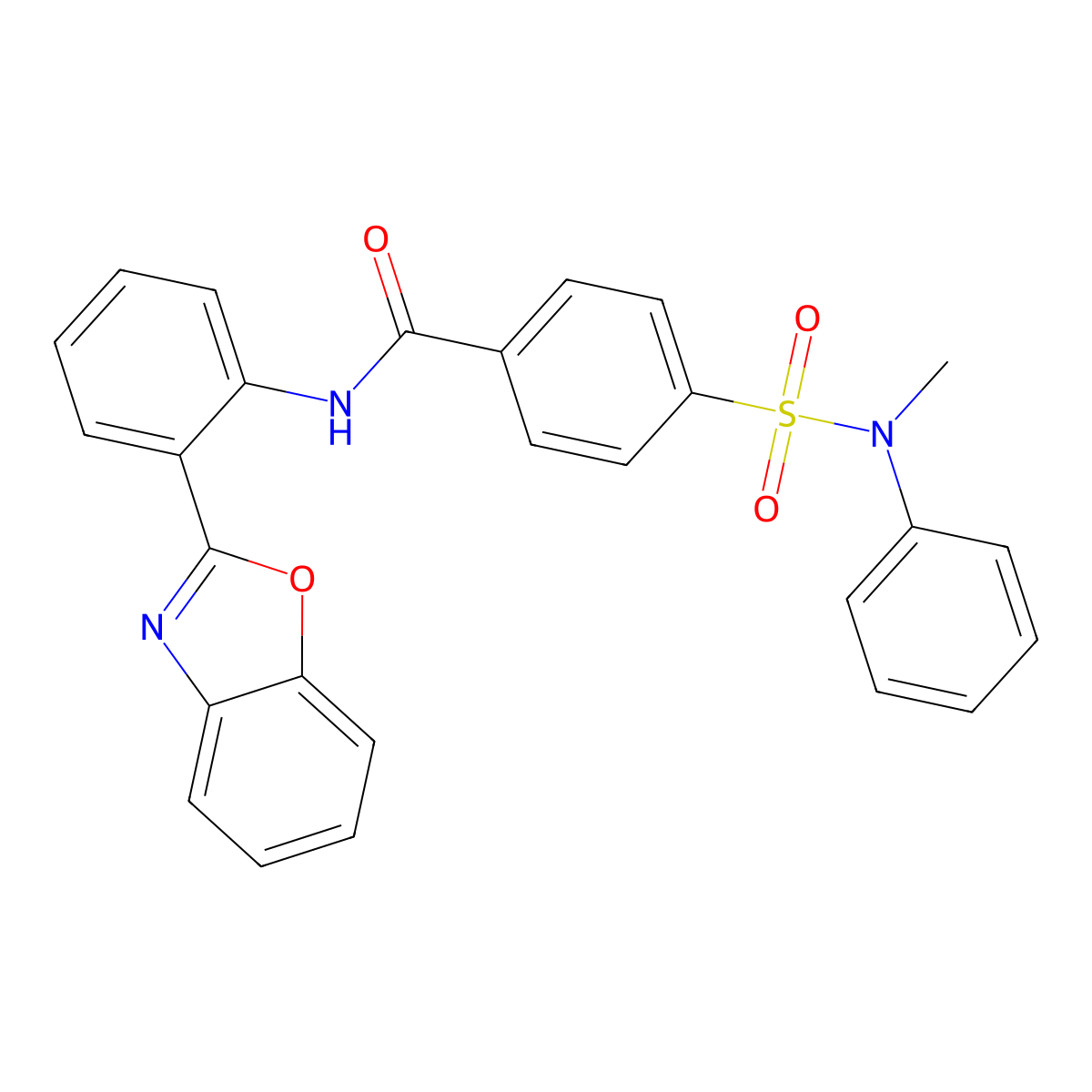 N-[2-(1,3-benzoxazol-2-yl)phenyl]-4-[methyl(phenyl)sulfamoyl]benzamide molecular structure, CAS 477500-16-6