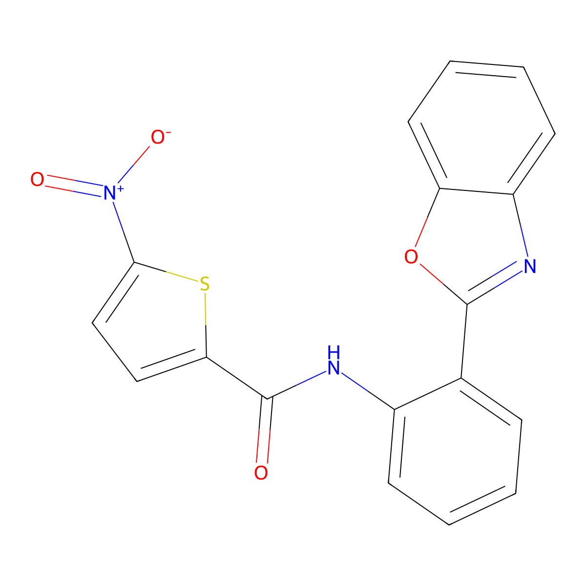 N-[2-(1,3-benzoxazol-2-yl)phenyl]-5-nitrothiophene-2-carboxamide molecular structure, CAS 477500-25-7