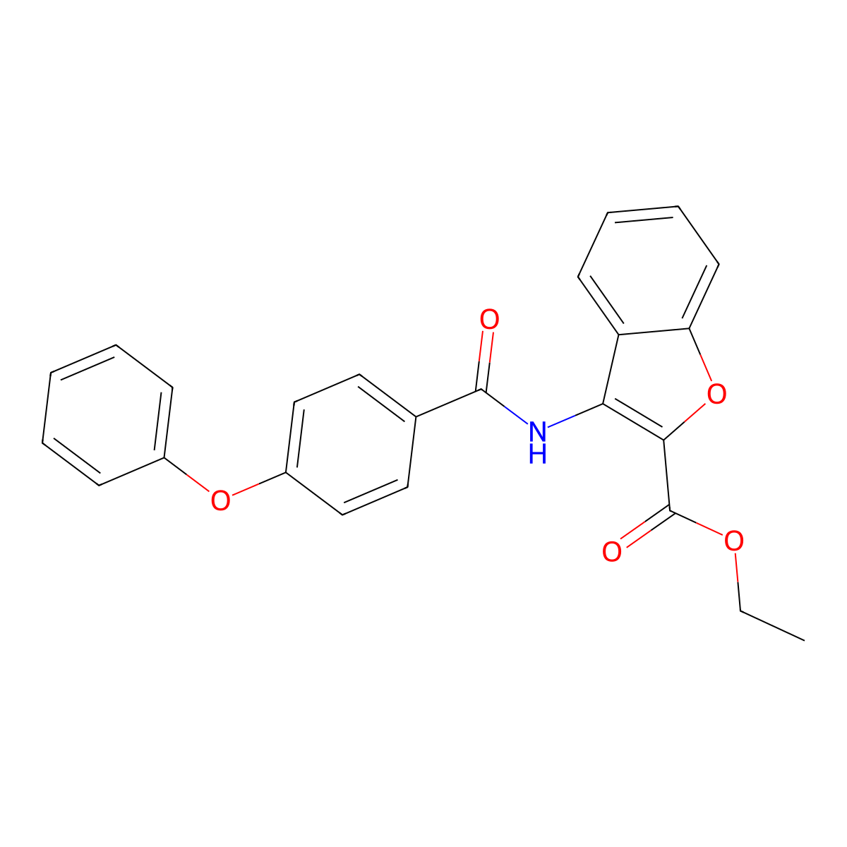 Ethyl 3-(4-phenoxybenzamido)benzofuran-2-carboxylate molecular structure, CAS 477500-27-9