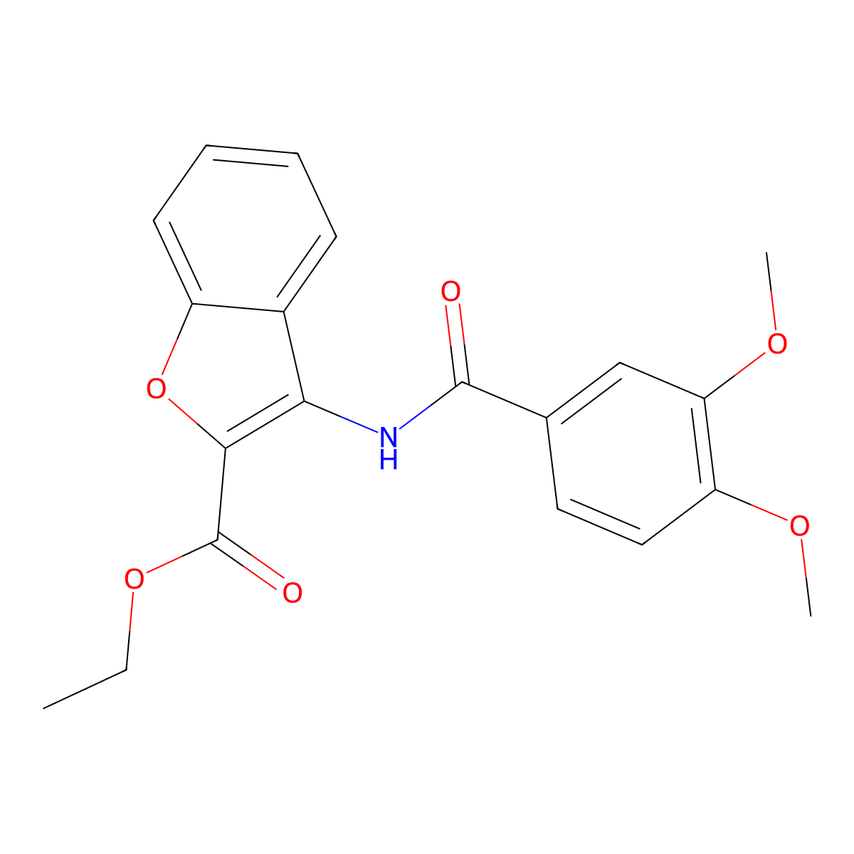 Ethyl 3-(3,4-dimethoxybenzamido)benzofuran-2-carboxylate molecular structure, CAS 477500-42-8