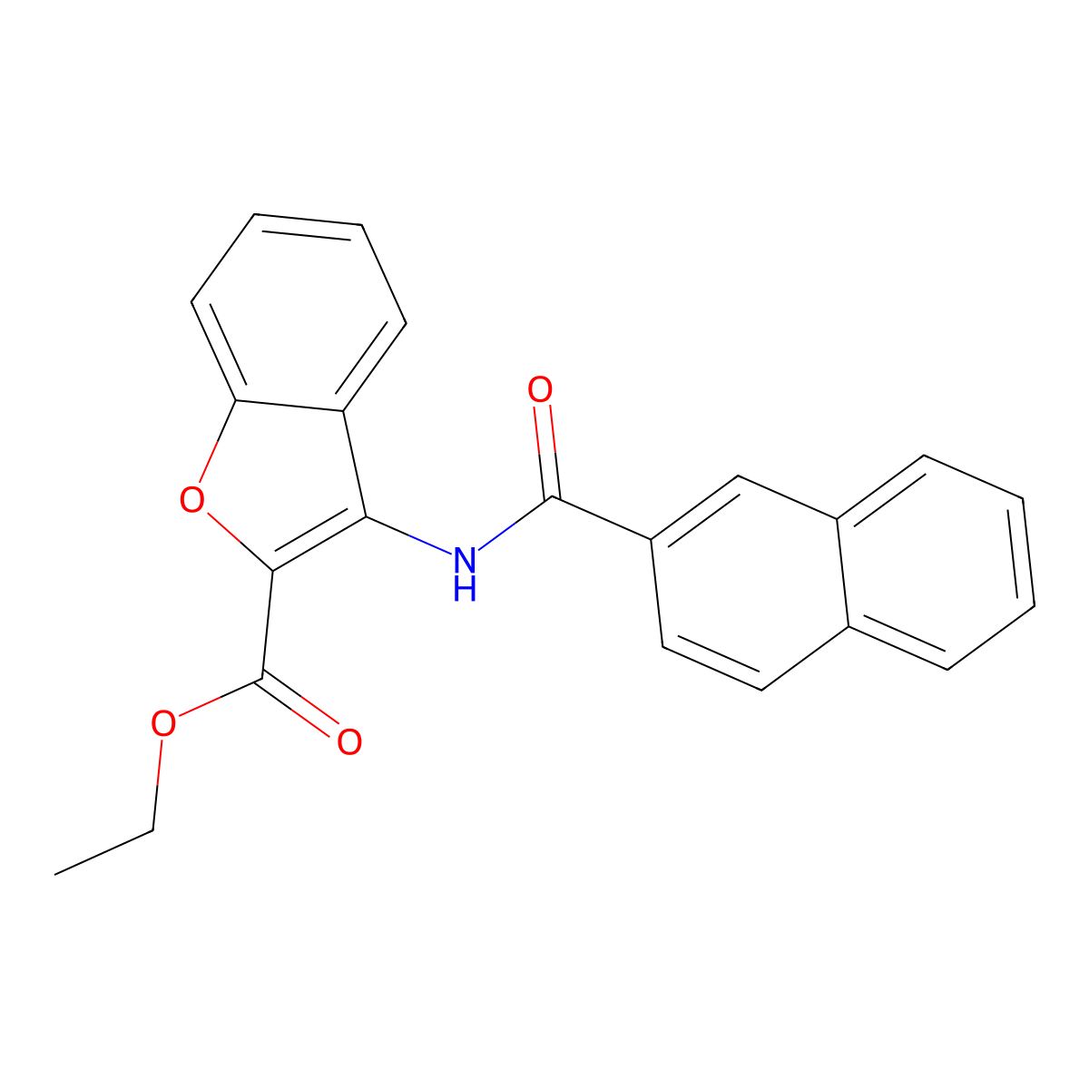 Ethyl 3-(naphthalene-2-carbonylamino)-1-benzofuran-2-carboxylate molecular structure, CAS 477500-45-1