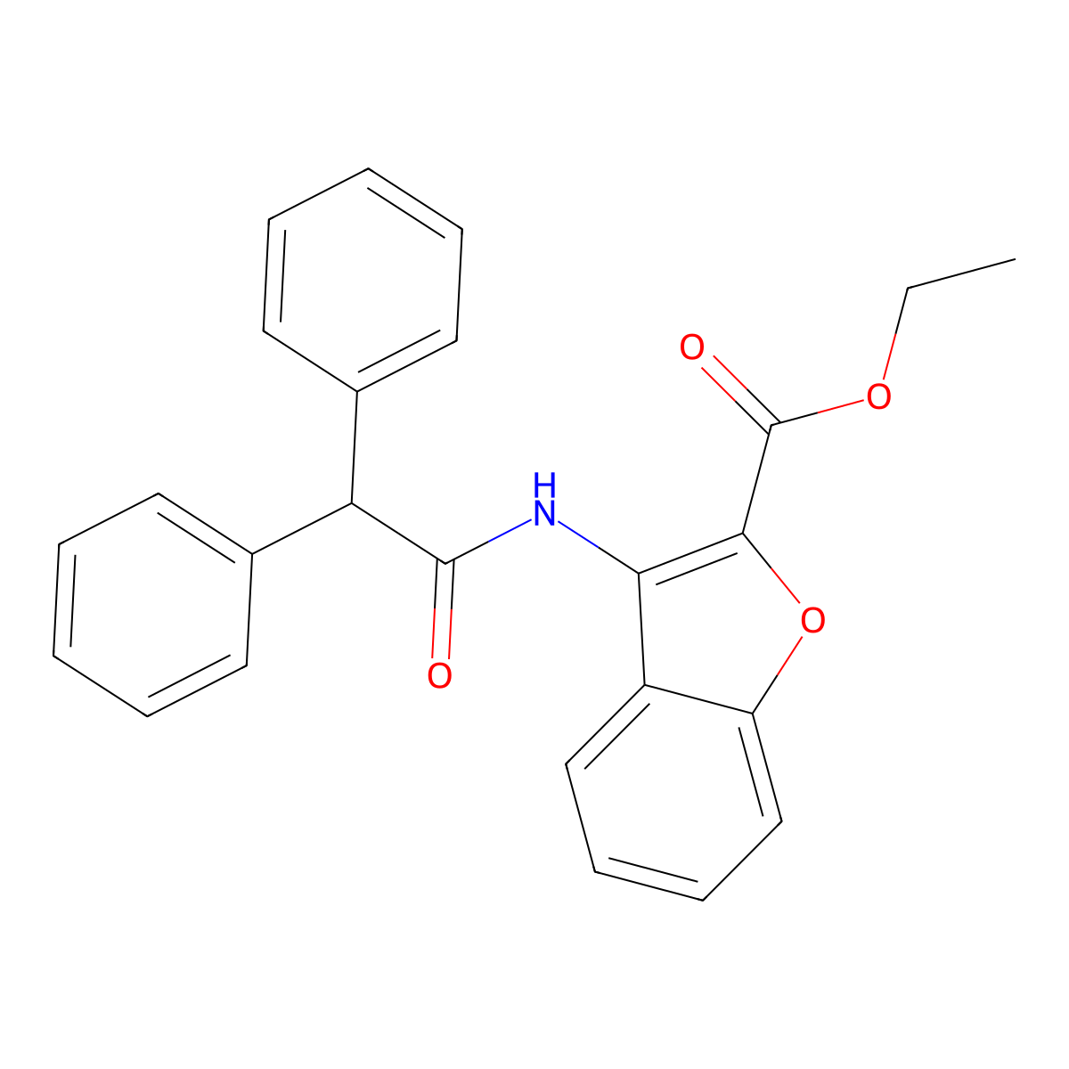 Ethyl 3-(2,2-diphenylacetamido)benzofuran-2-carboxylate molecular structure, CAS 477500-48-4
