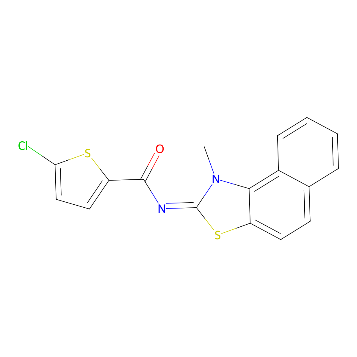 (E)-5-chloro-N-(1-methylnaphtho[1,2-d]thiazol-2(1H)-ylidene)thiophene-2-carboxamide molecular structure, CAS 477500-50-8