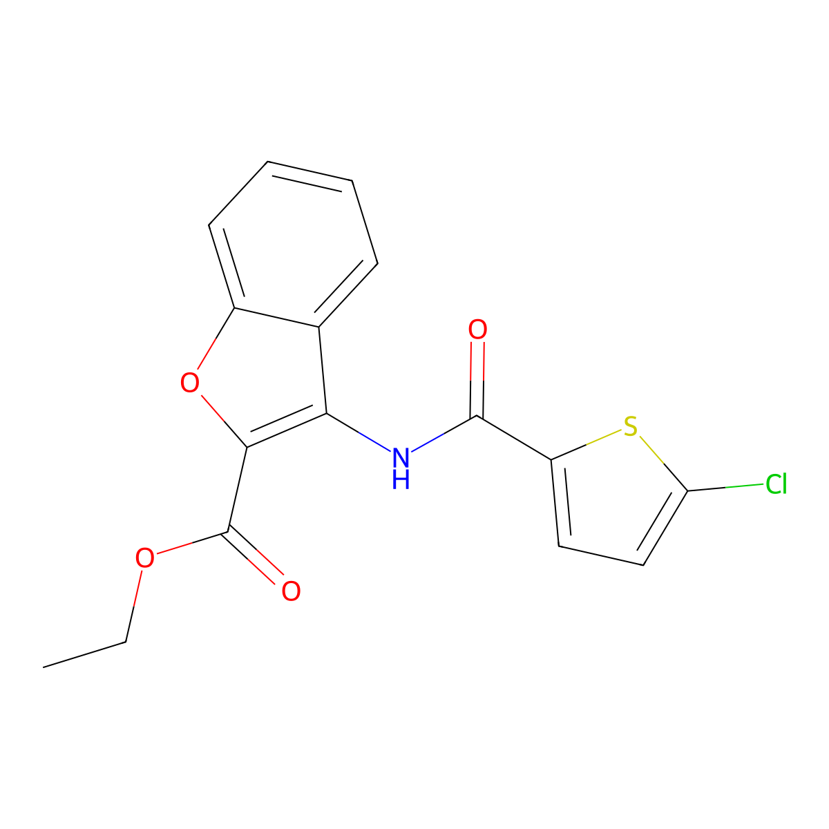 Ethyl 3-(5-chlorothiophene-2-carboxamido)benzofuran-2-carboxylate molecular structure, CAS 477500-51-9