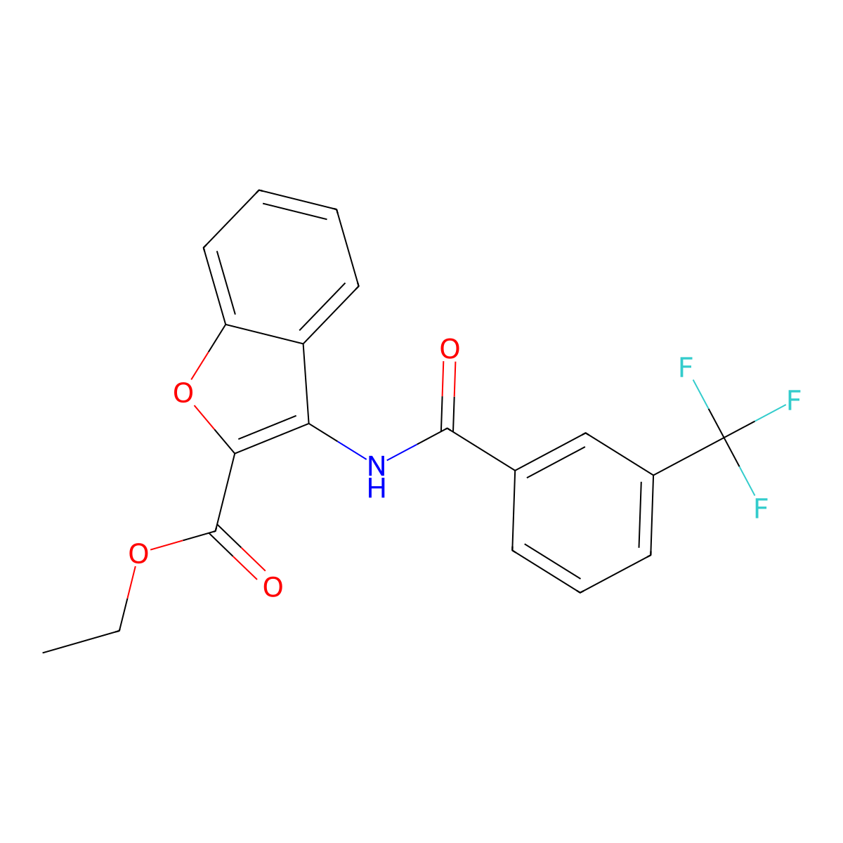 Ethyl 3-(3-(trifluoromethyl)benzamido)benzofuran-2-carboxylate molecular structure, CAS 477500-60-0