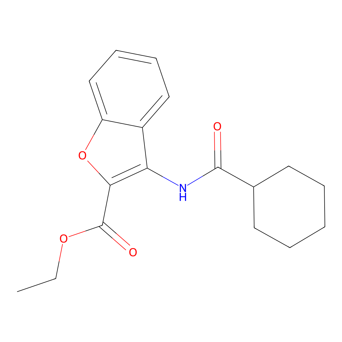Ethyl 3-(cyclohexanecarboxamido)benzofuran-2-carboxylate molecular structure, CAS 477500-63-3