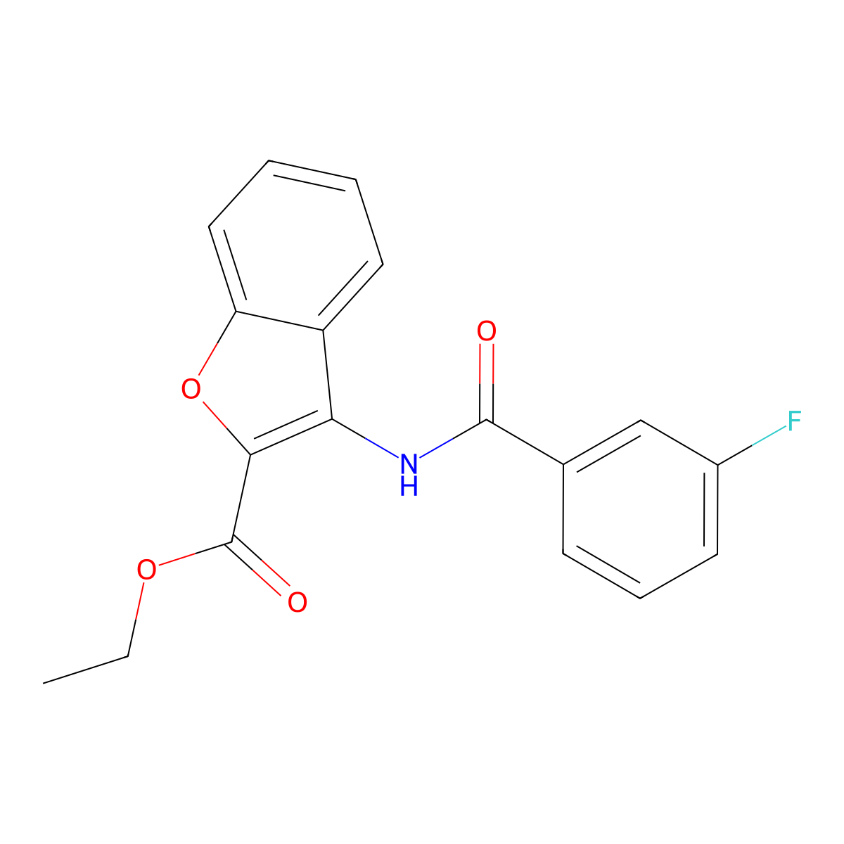 Ethyl 3-(3-fluorobenzamido)benzofuran-2-carboxylate molecular structure, CAS 477500-66-6
