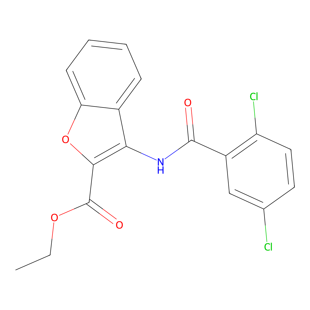 Ethyl 3-(2,5-dichlorobenzamido)benzofuran-2-carboxylate molecular structure, CAS 477500-69-9