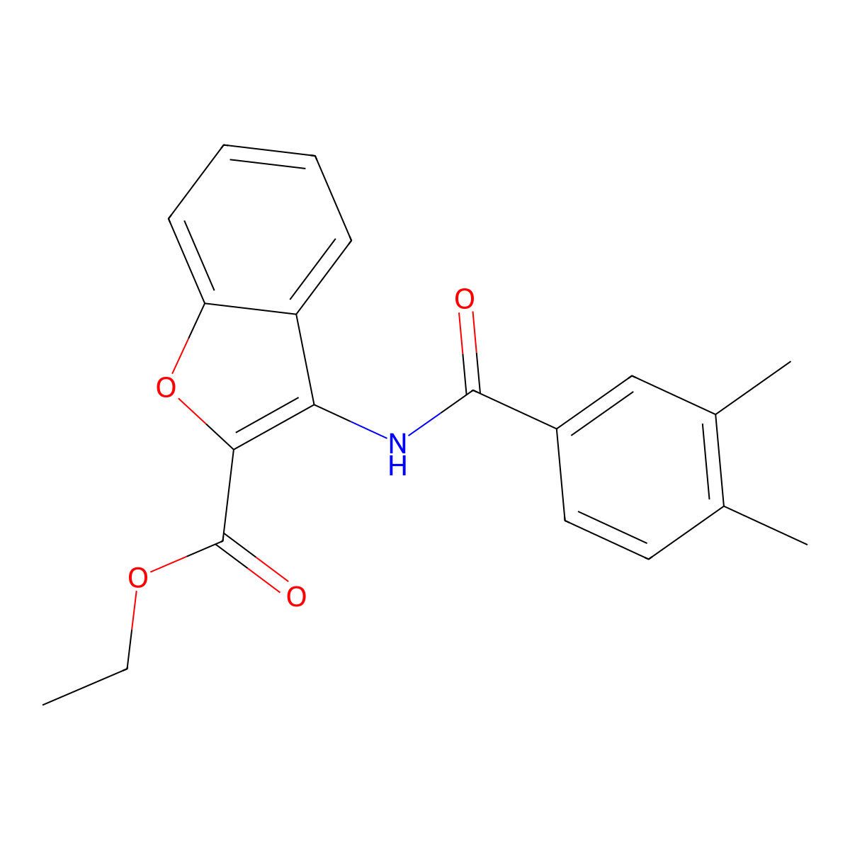 Ethyl 3-(3,4-dimethylbenzamido)benzofuran-2-carboxylate molecular structure, CAS 477500-72-4