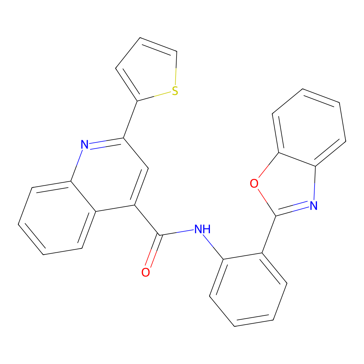 N-(2-(benzo[d]oxazol-2-yl)phenyl)-2-(thiophen-2-yl)quinoline-4-carboxamide molecular structure, CAS 477500-82-6