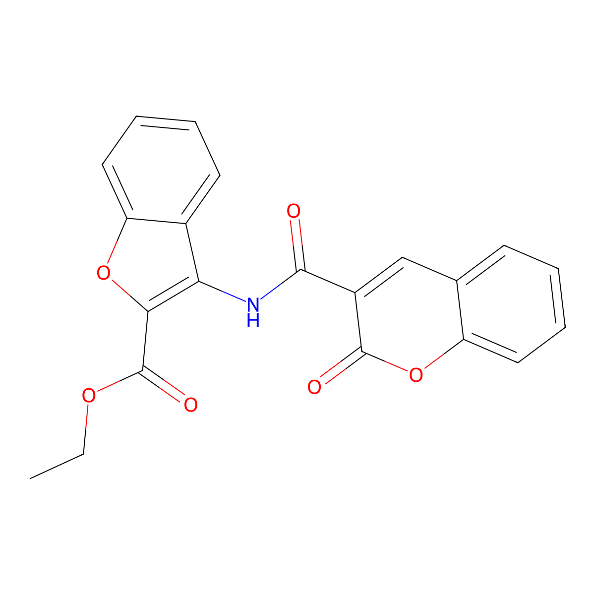 ethyl 3-(2-oxo-2H-chromene-3-carboxamido)benzofuran-2-carboxylate molecular structure, CAS 477500-84-8