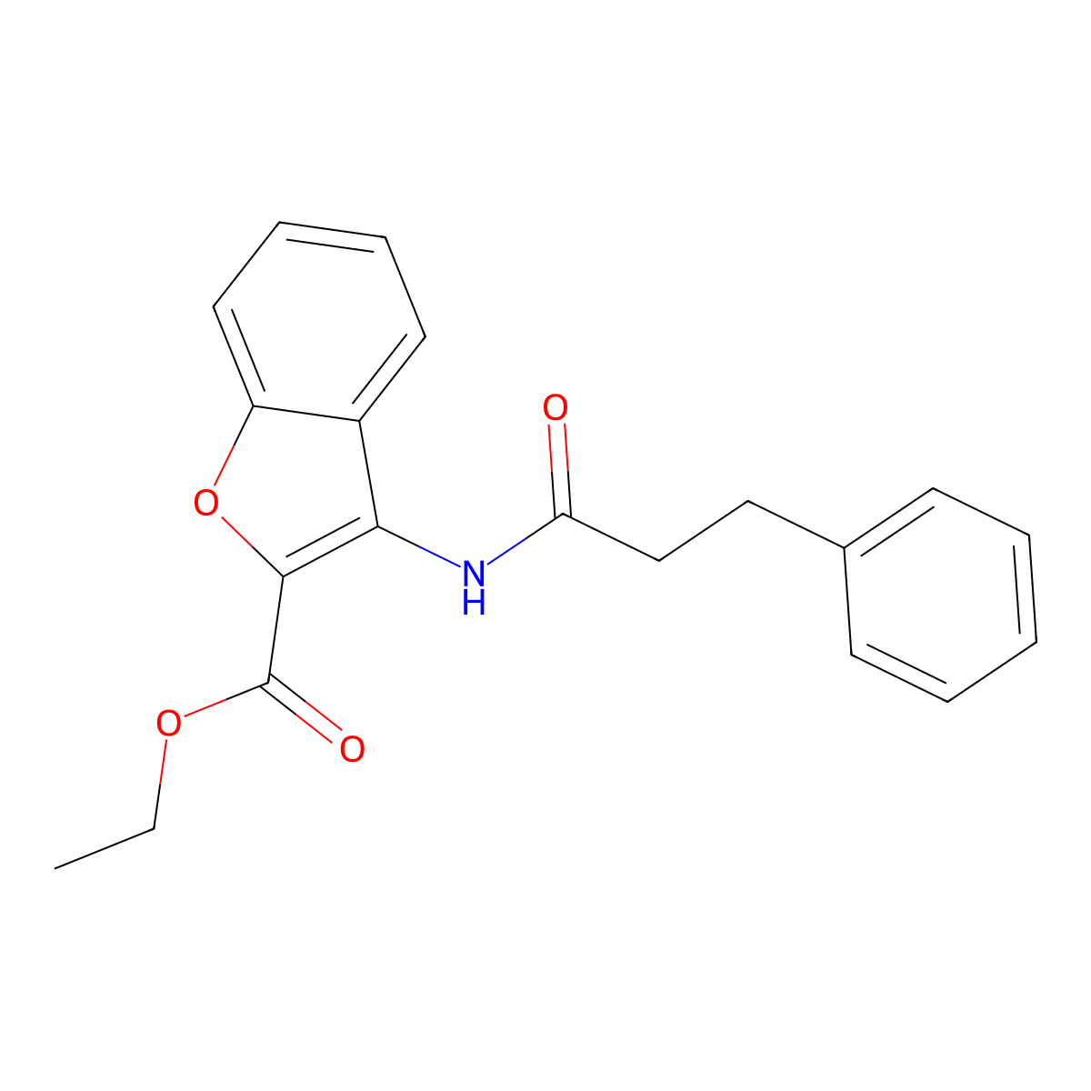 Ethyl 3-(3-phenylpropanamido)benzofuran-2-carboxylate molecular structure, CAS 477500-87-1