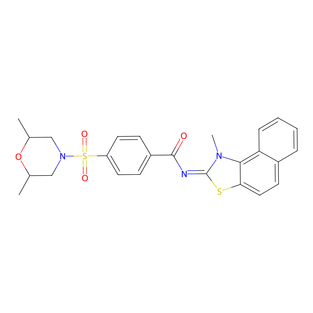 4-(2,6-dimethylmorpholin-4-yl)sulfonyl-N-(1-methylbenzo[e][1,3]benzothiazol-2-ylidene)benzamide molecular structure, CAS 477500-92-8