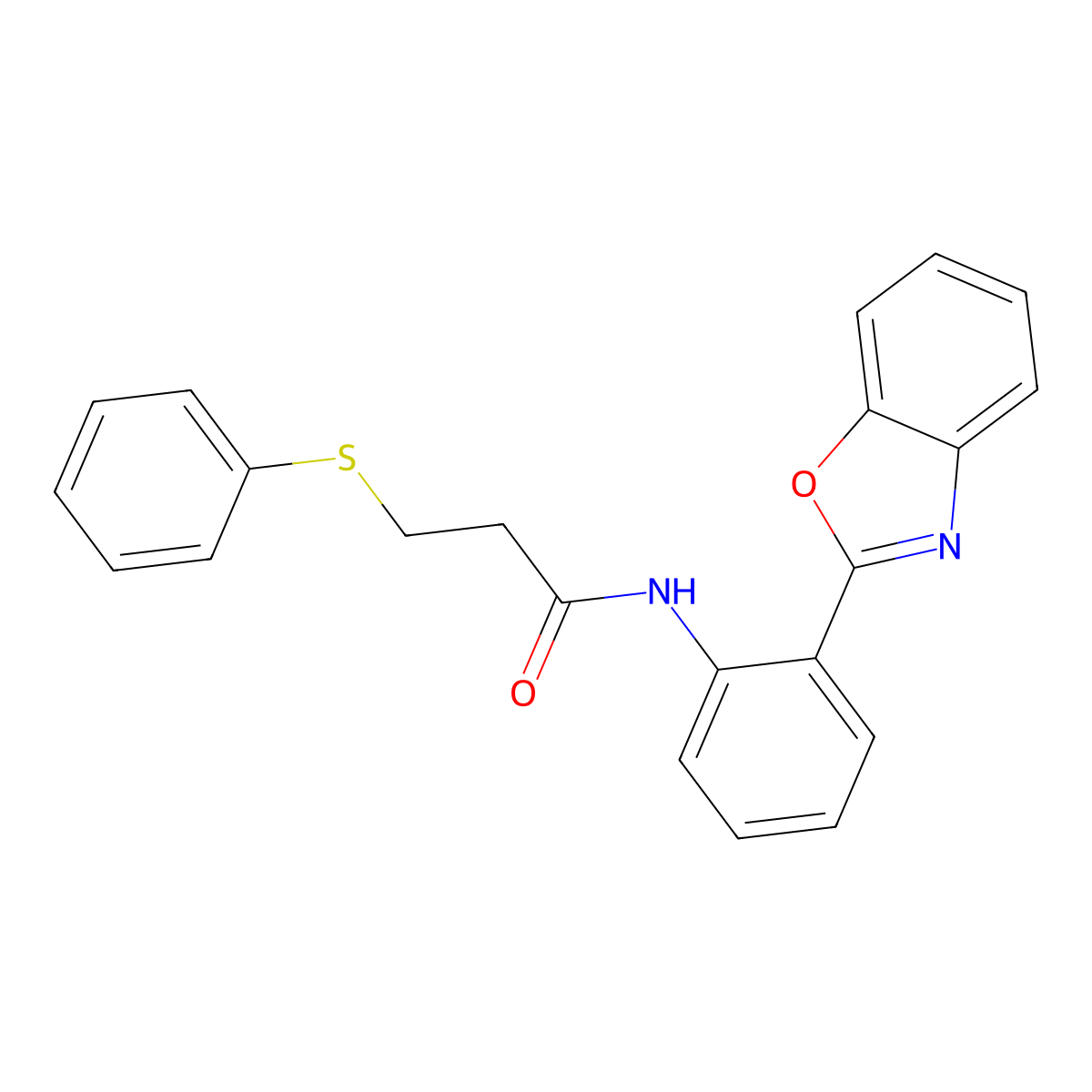 N-(2-(benzo[d]oxazol-2-yl)phenyl)-3-(phenylthio)propanamide molecular structure, CAS 477500-97-3