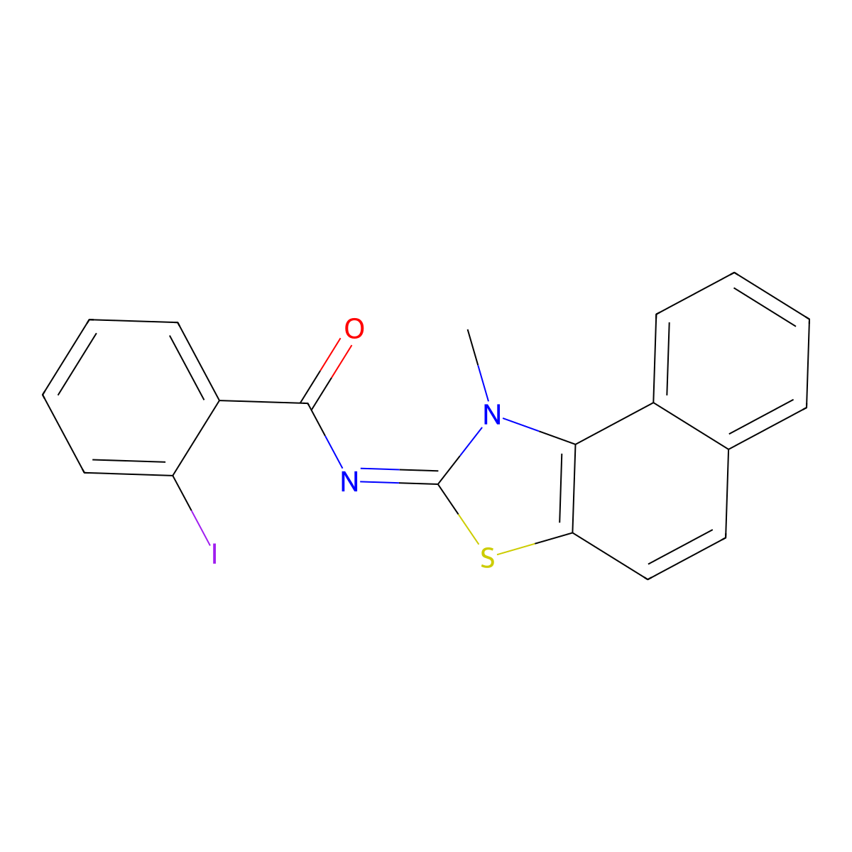 (E)-2-iodo-N-(1-methylnaphtho[1,2-d]thiazol-2(1H)-ylidene)benzamide molecular structure, CAS 477501-13-6