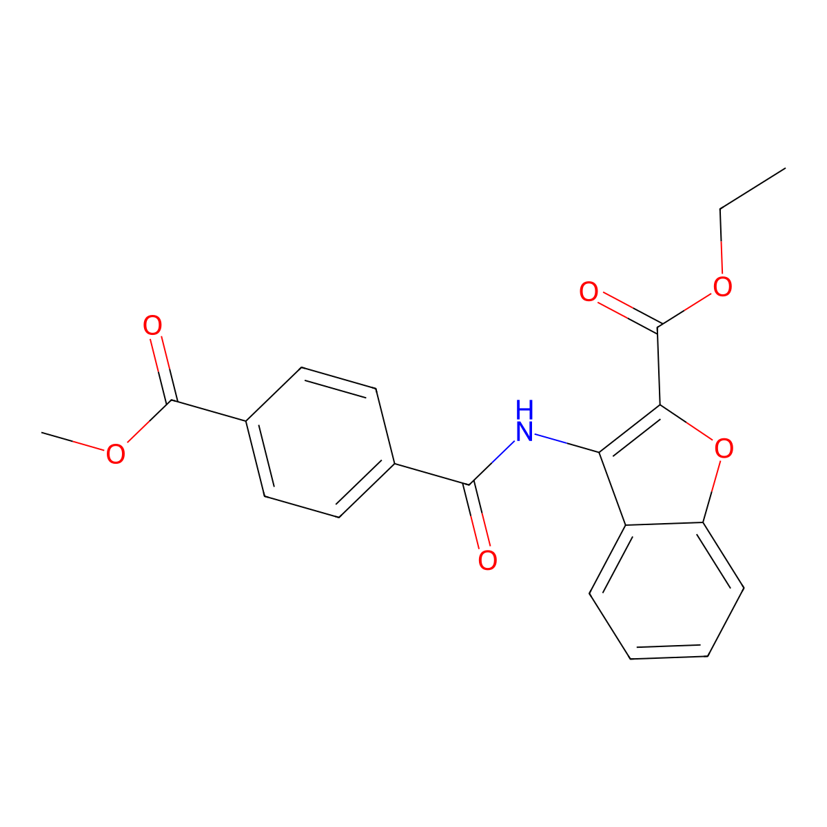 Ethyl 3-(4-(methoxycarbonyl)benzamido)benzofuran-2-carboxylate molecular structure, CAS 477501-17-0