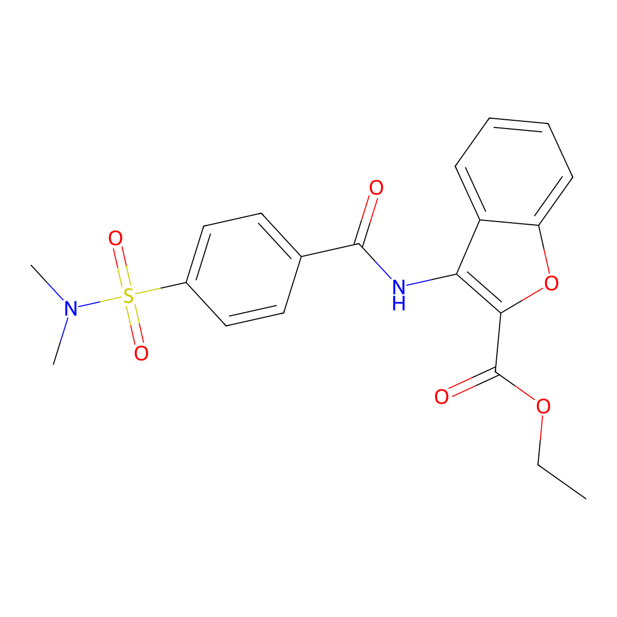 Ethyl 3-[[4-(dimethylsulfamoyl)benzoyl]amino]-1-benzofuran-2-carboxylate molecular structure, CAS 477501-32-9