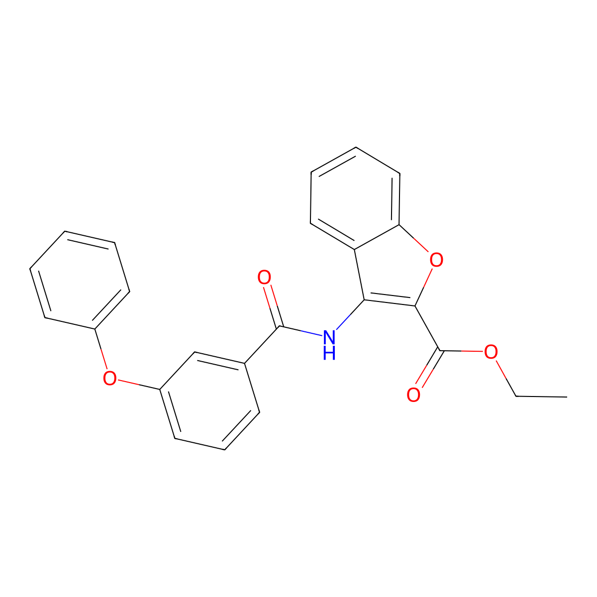Ethyl 3-(3-phenoxybenzamido)benzofuran-2-carboxylate molecular structure, CAS 477501-38-5