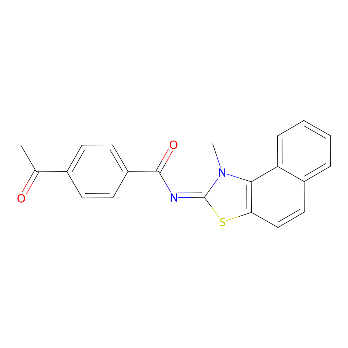 (E)-4-acetyl-N-(1-methylnaphtho[1,2-d]thiazol-2(1H)-ylidene)benzamide molecular structure, CAS 477501-43-2