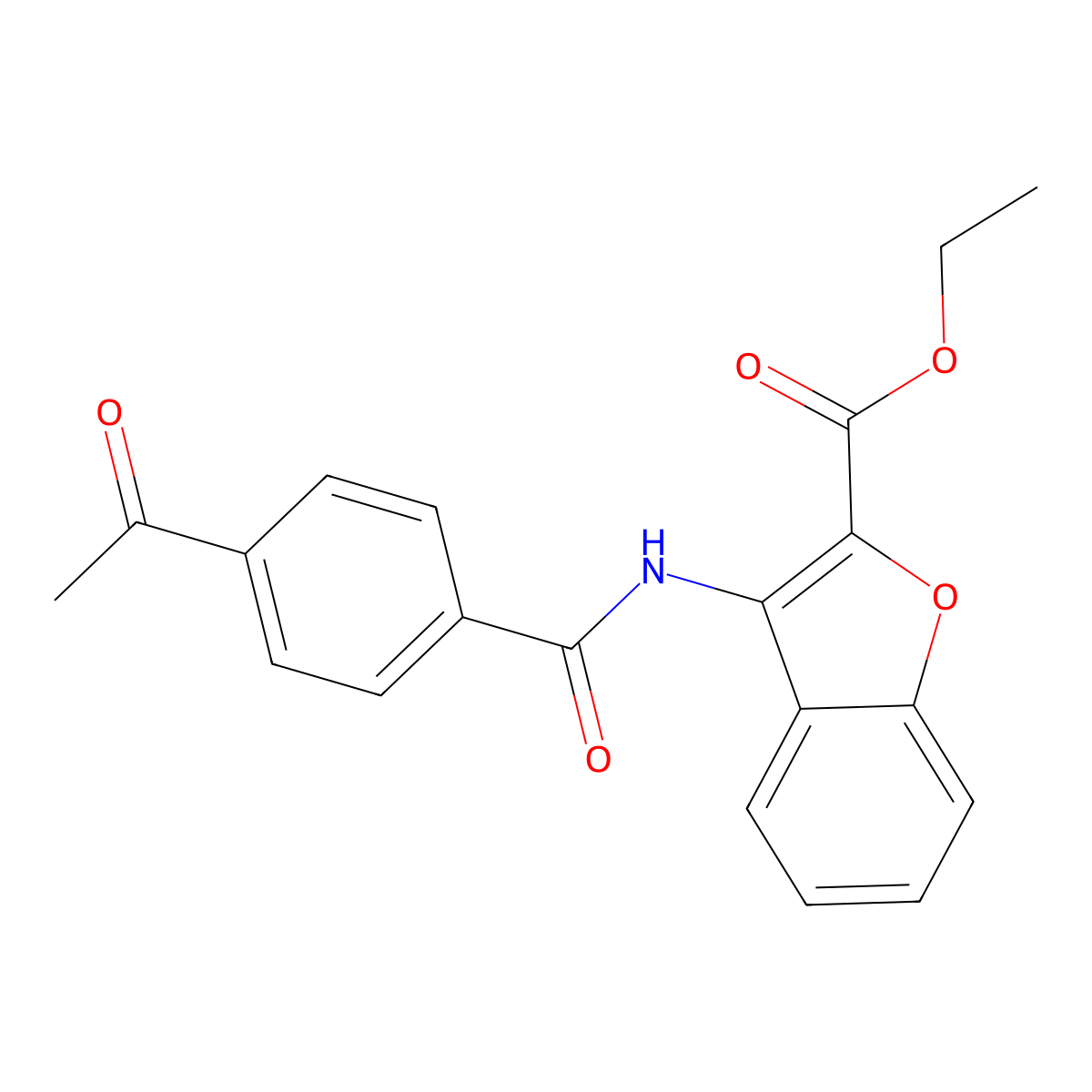 Ethyl 3-(4-acetylbenzamido)benzofuran-2-carboxylate molecular structure, CAS 477501-44-3