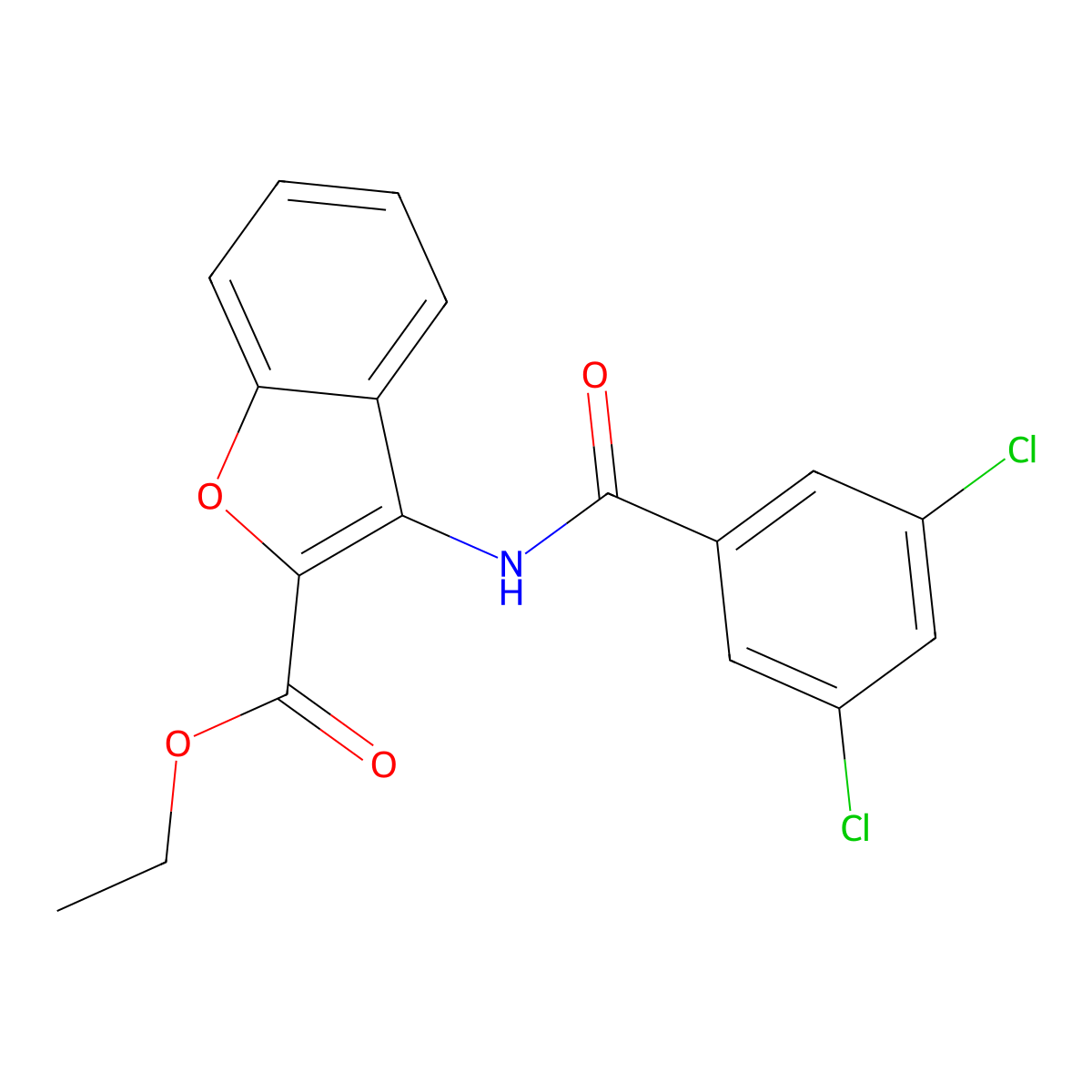Ethyl 3-(3,5-dichlorobenzamido)benzofuran-2-carboxylate molecular structure, CAS 477501-50-1