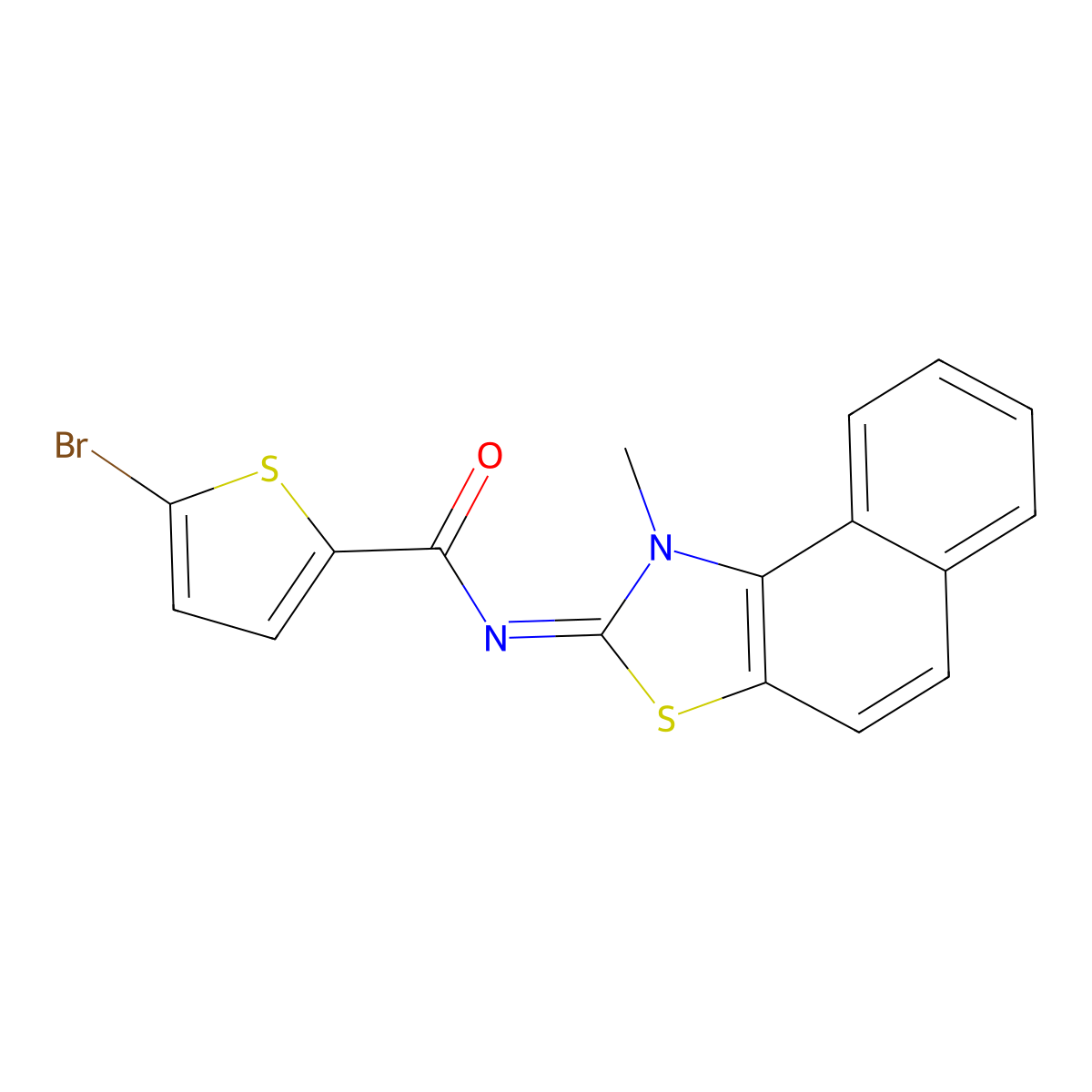 5-bromo-N-(1-methylbenzo[e][1,3]benzothiazol-2-ylidene)thiophene-2-carboxamide molecular structure, CAS 477501-58-9