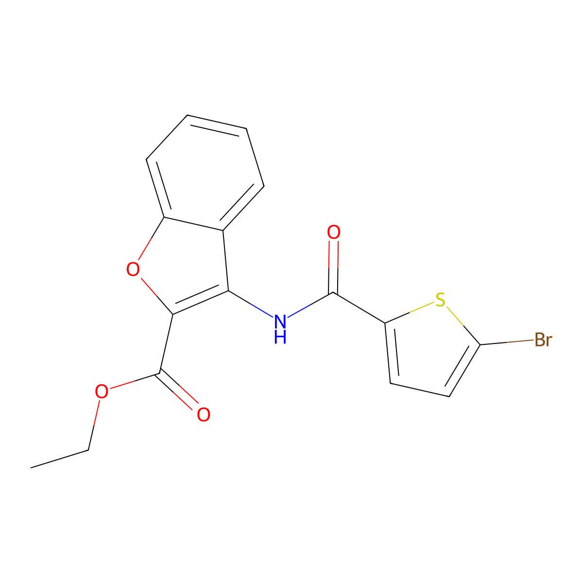 Ethyl 3-(5-bromothiophene-2-carboxamido)benzofuran-2-carboxylate molecular structure, CAS 477501-59-0