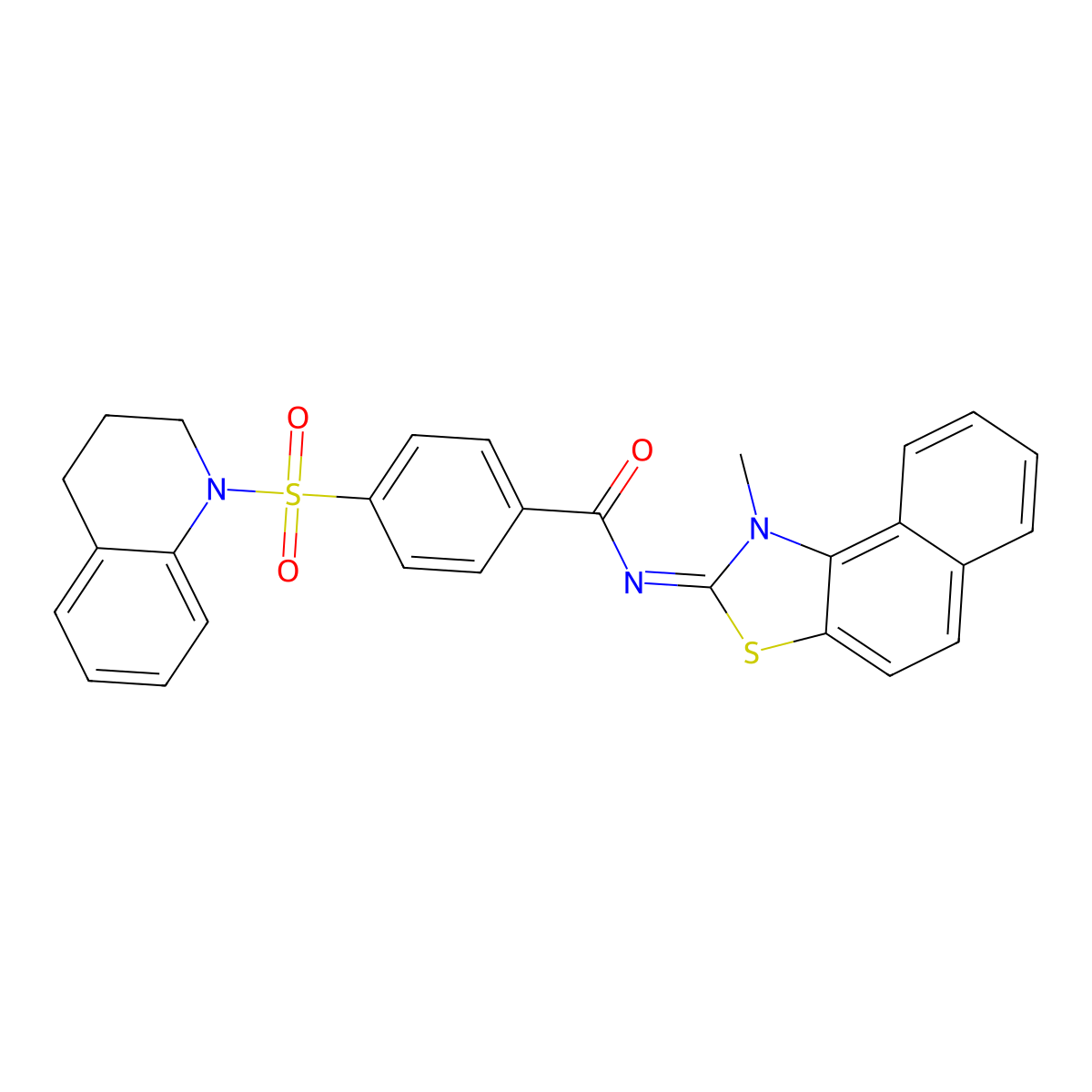 4-(3,4-dihydro-2H-quinolin-1-ylsulfonyl)-N-(1-methylbenzo[e][1,3]benzothiazol-2-ylidene)benzamide molecular structure, CAS 477501-67-0
