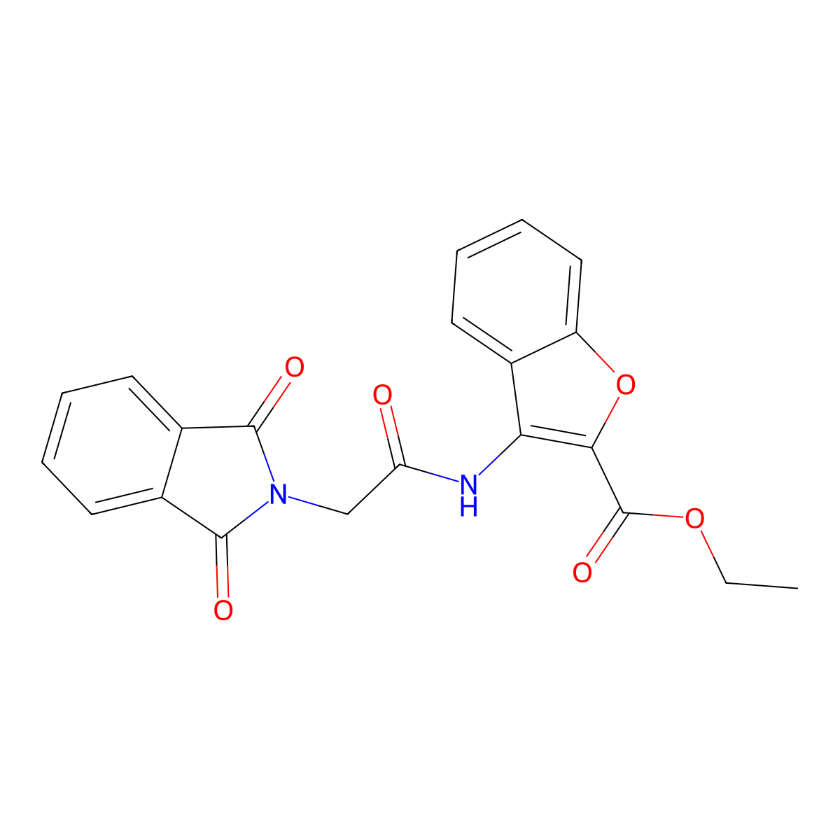 Ethyl 3-(2-(1,3-dioxoisoindolin-2-yl)acetamido)benzofuran-2-carboxylate molecular structure, CAS 477501-74-9