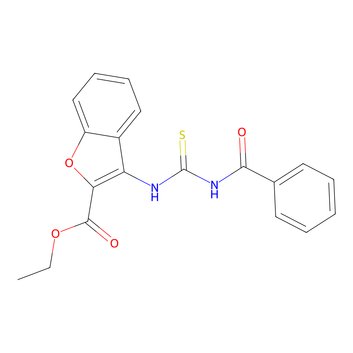 Ethyl 3-(3-benzoylthioureido)benzofuran-2-carboxylate molecular structure, CAS 477501-98-7