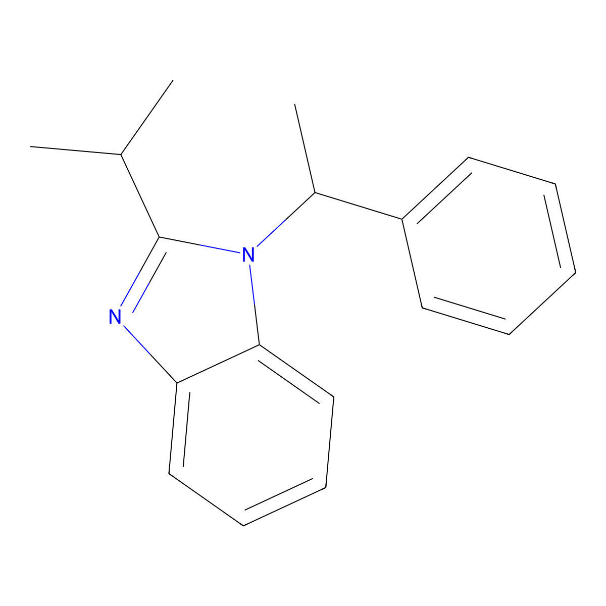 1-(1-phenylethyl)-2-(propan-2-yl)-1H-1,3-benzodiazole molecular structure, CAS 477502-58-2