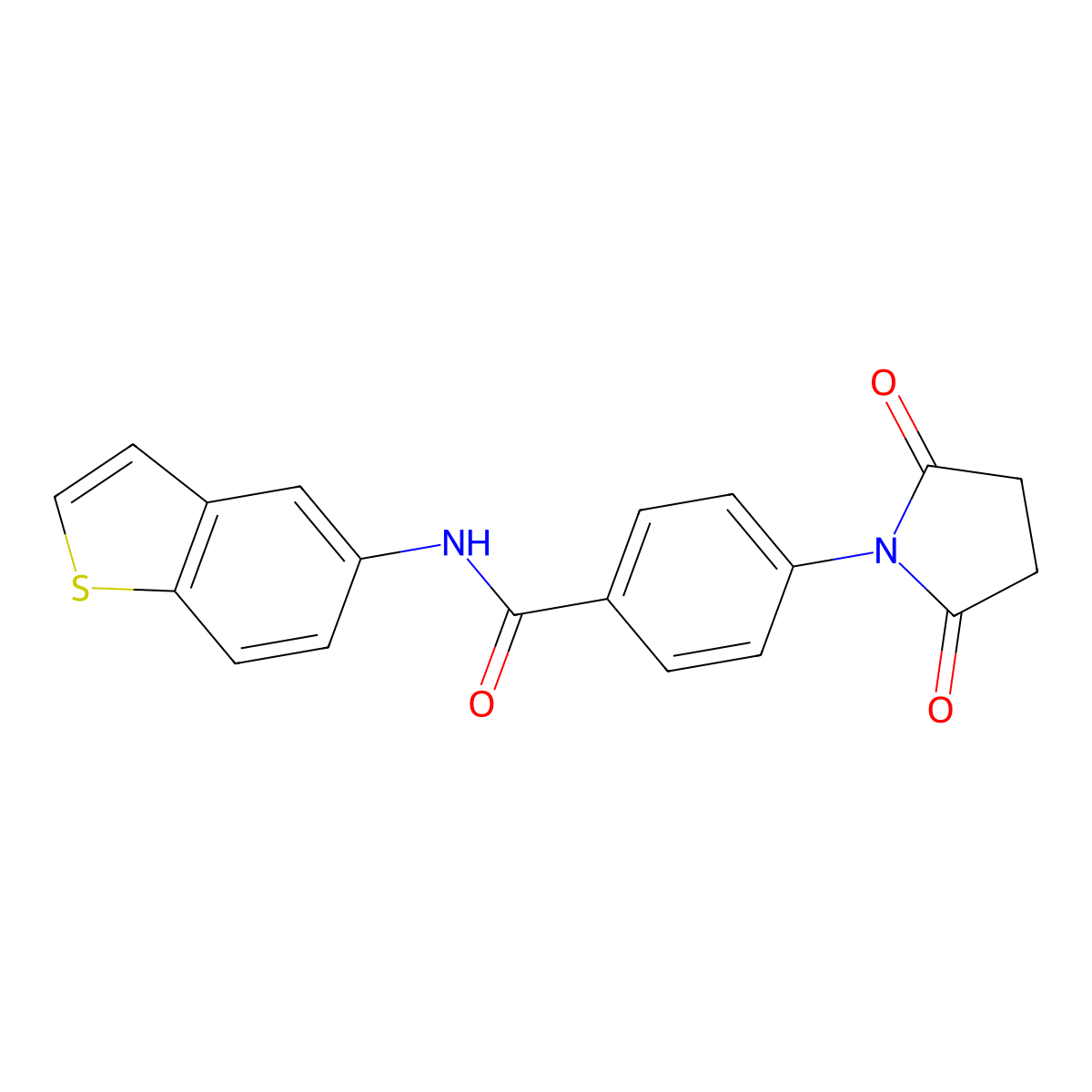 N-(1-benzothiophen-5-yl)-4-(2,5-dioxopyrrolidin-1-yl)benzamide molecular structure, CAS 477502-91-3