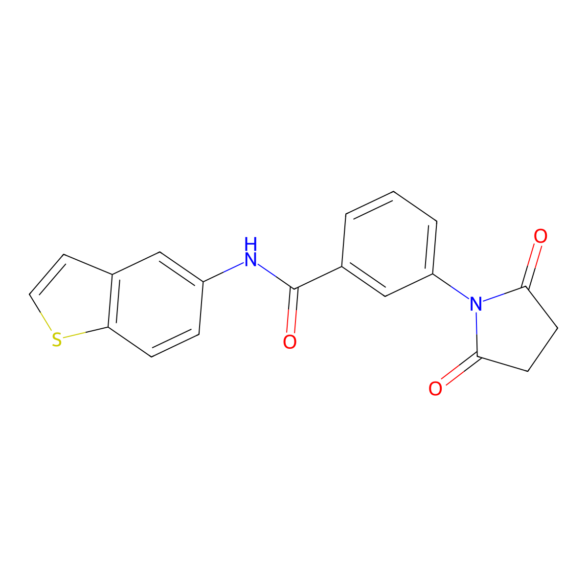 N-(1-benzothiophen-5-yl)-3-(2,5-dioxopyrrolidin-1-yl)benzamide molecular structure, CAS 477503-09-6