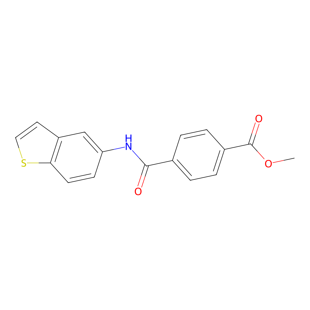 Methyl 4-(benzo[b]thiophen-5-ylcarbamoyl)benzoate molecular structure, CAS 477503-12-1
