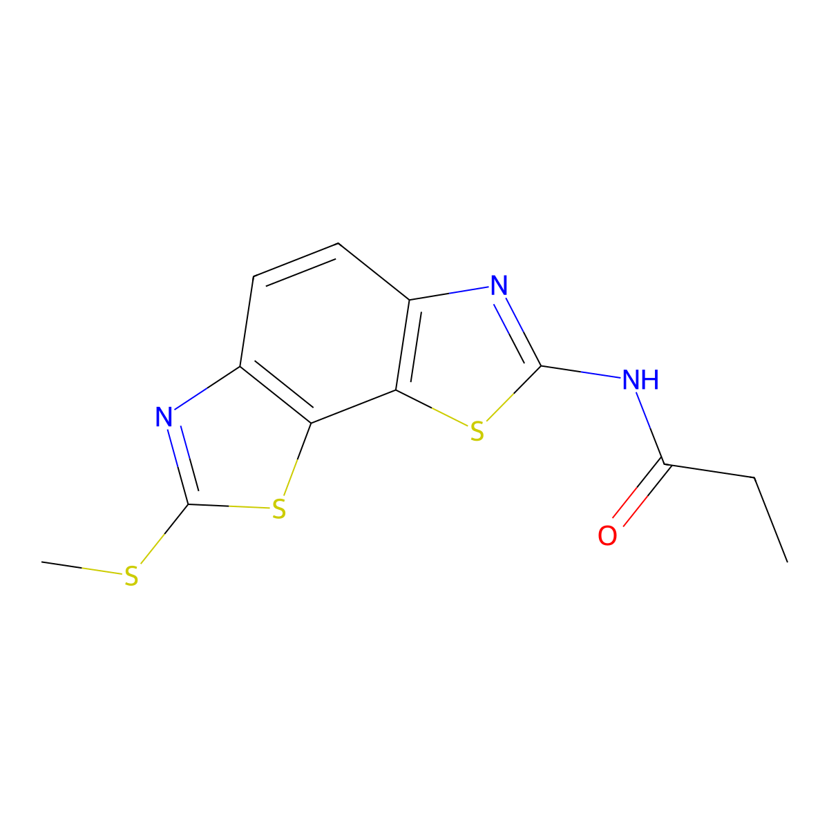 N-(2-methylsulfanyl-[1,3]thiazolo[4,5-g][1,3]benzothiazol-7-yl)propanamide molecular structure, CAS 477503-18-7