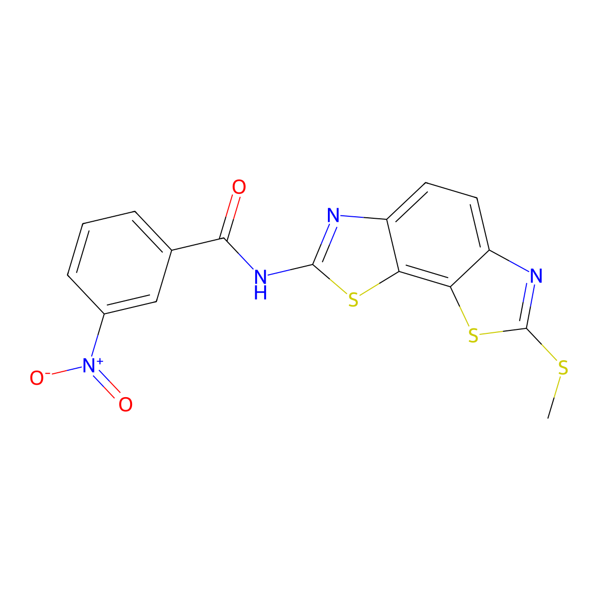 N-(2-methylsulfanyl-[1,3]thiazolo[4,5-g][1,3]benzothiazol-7-yl)-3-nitrobenzamide molecular structure, CAS 477503-27-8