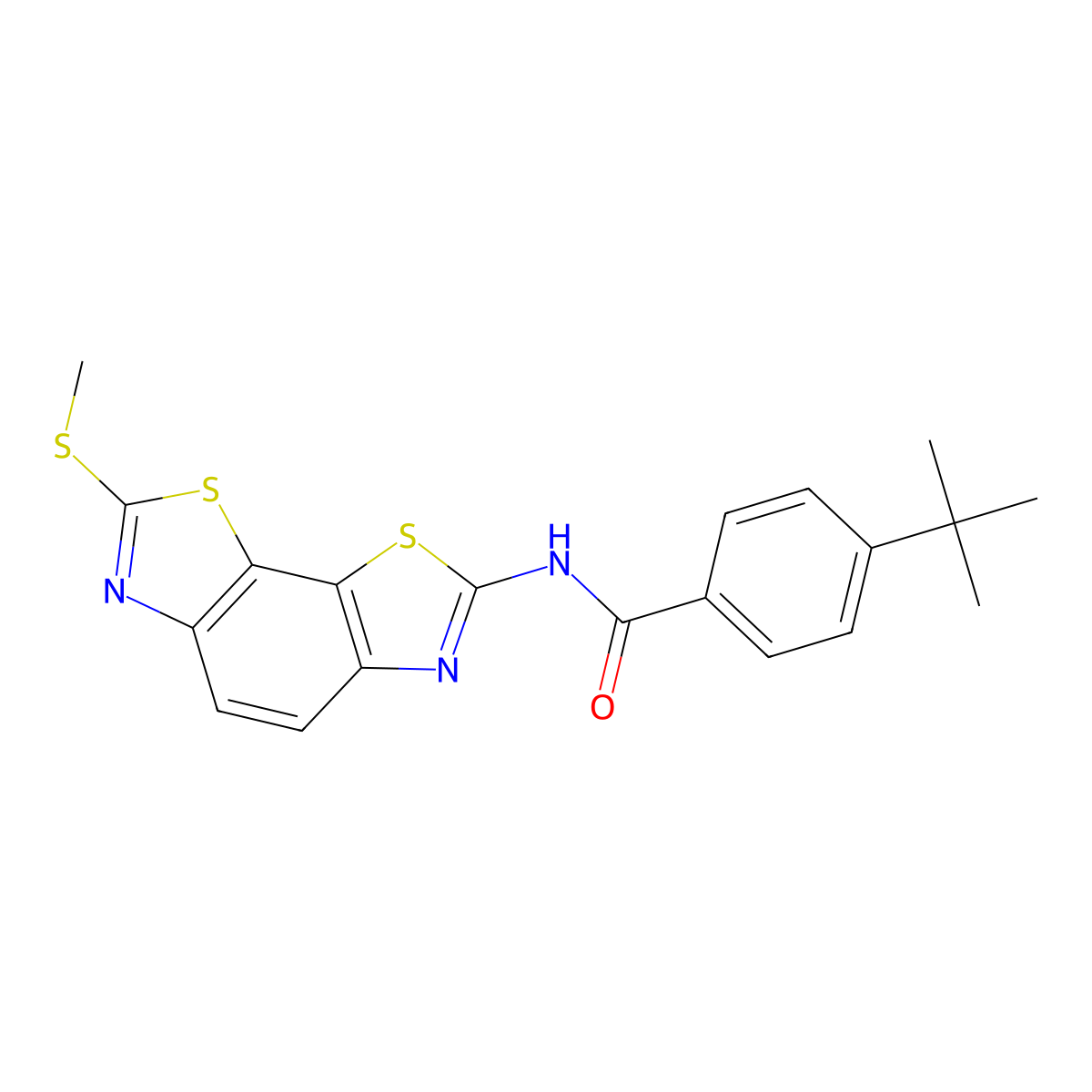 4-tert-butyl-N-(2-methylsulfanyl-[1,3]thiazolo[4,5-g][1,3]benzothiazol-7-yl)benzamide molecular structure, CAS 477503-28-9
