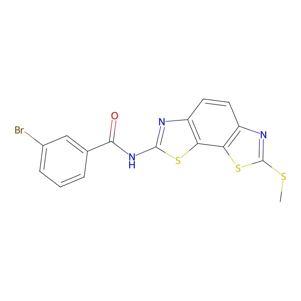 3-bromo-N-(2-methylsulfanyl-[1,3]thiazolo[4,5-g][1,3]benzothiazol-7-yl)benzamide molecular structure, CAS 477503-33-6
