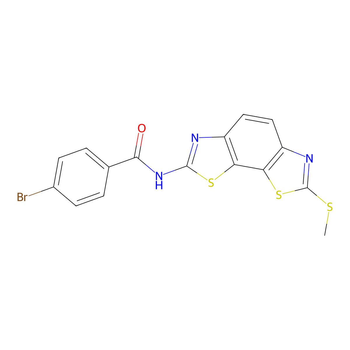 4-bromo-N-(2-methylsulfanyl-[1,3]thiazolo[4,5-g][1,3]benzothiazol-7-yl)benzamide molecular structure, CAS 477503-34-7