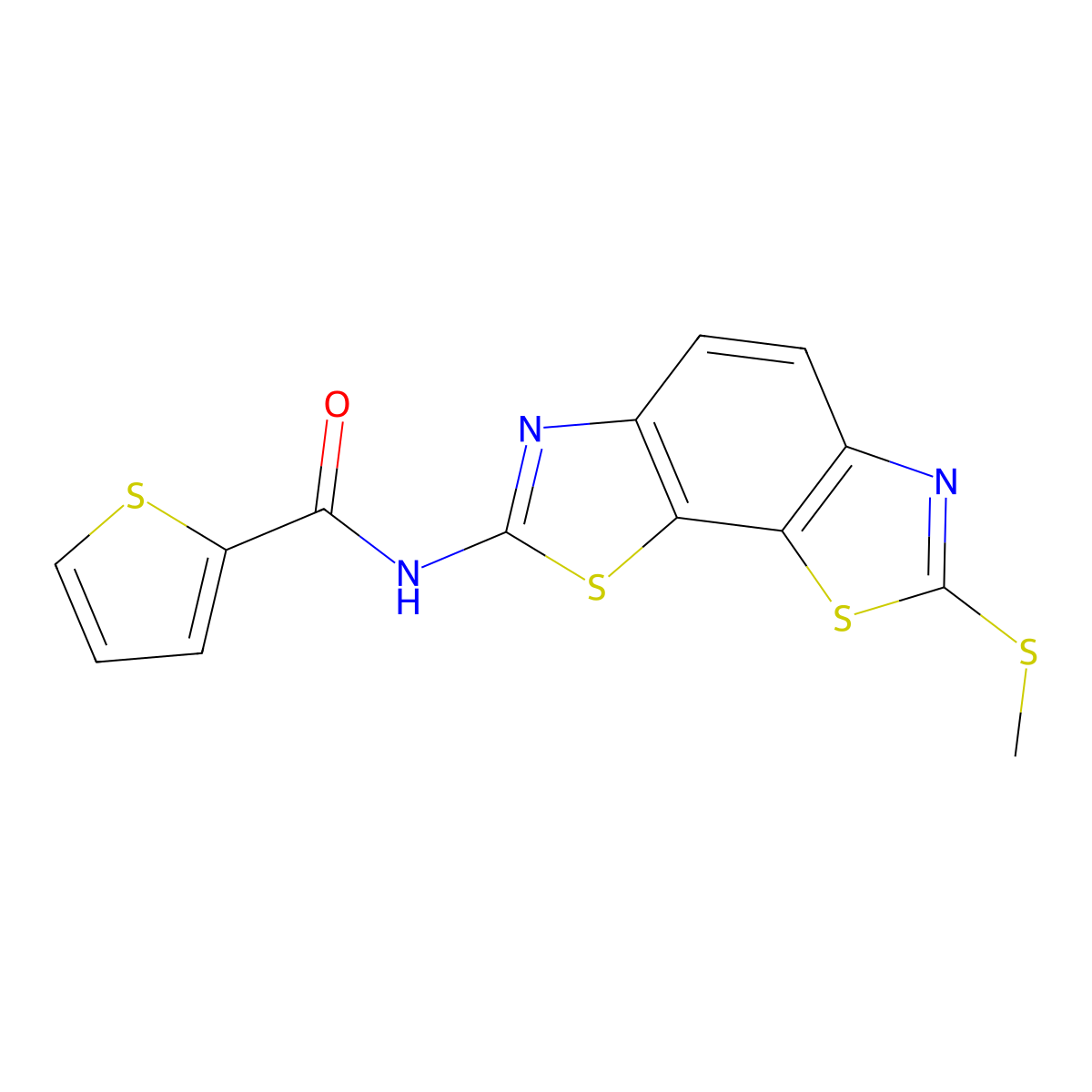 N-(2-methylsulfanyl-[1,3]thiazolo[4,5-g][1,3]benzothiazol-7-yl)thiophene-2-carboxamide molecular structure, CAS 477503-37-0