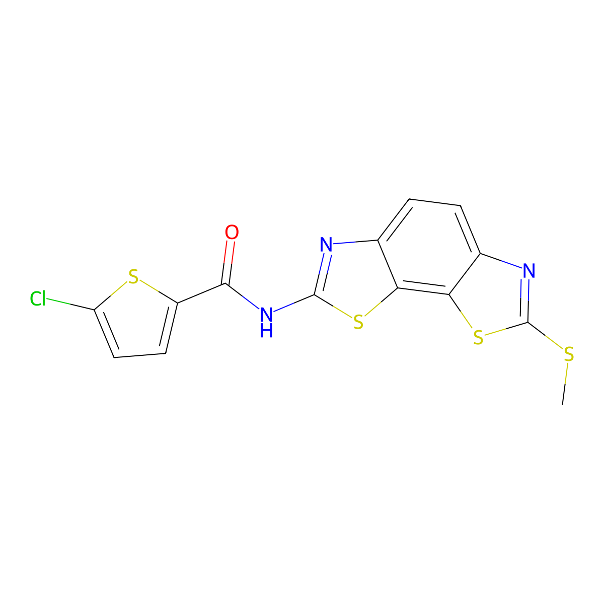 5-chloro-N-(2-methylsulfanyl-[1,3]thiazolo[4,5-g][1,3]benzothiazol-7-yl)thiophene-2-carboxamide molecular structure, CAS 477503-38-1