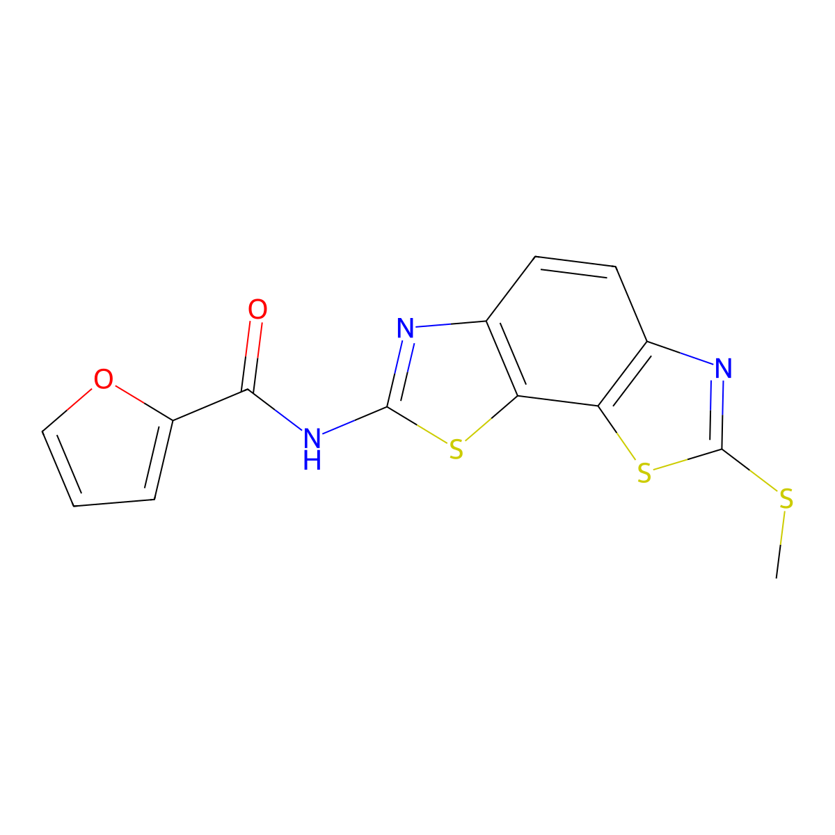 N-(2-methylsulfanyl-[1,3]thiazolo[4,5-g][1,3]benzothiazol-7-yl)furan-2-carboxamide molecular structure, CAS 477503-41-6