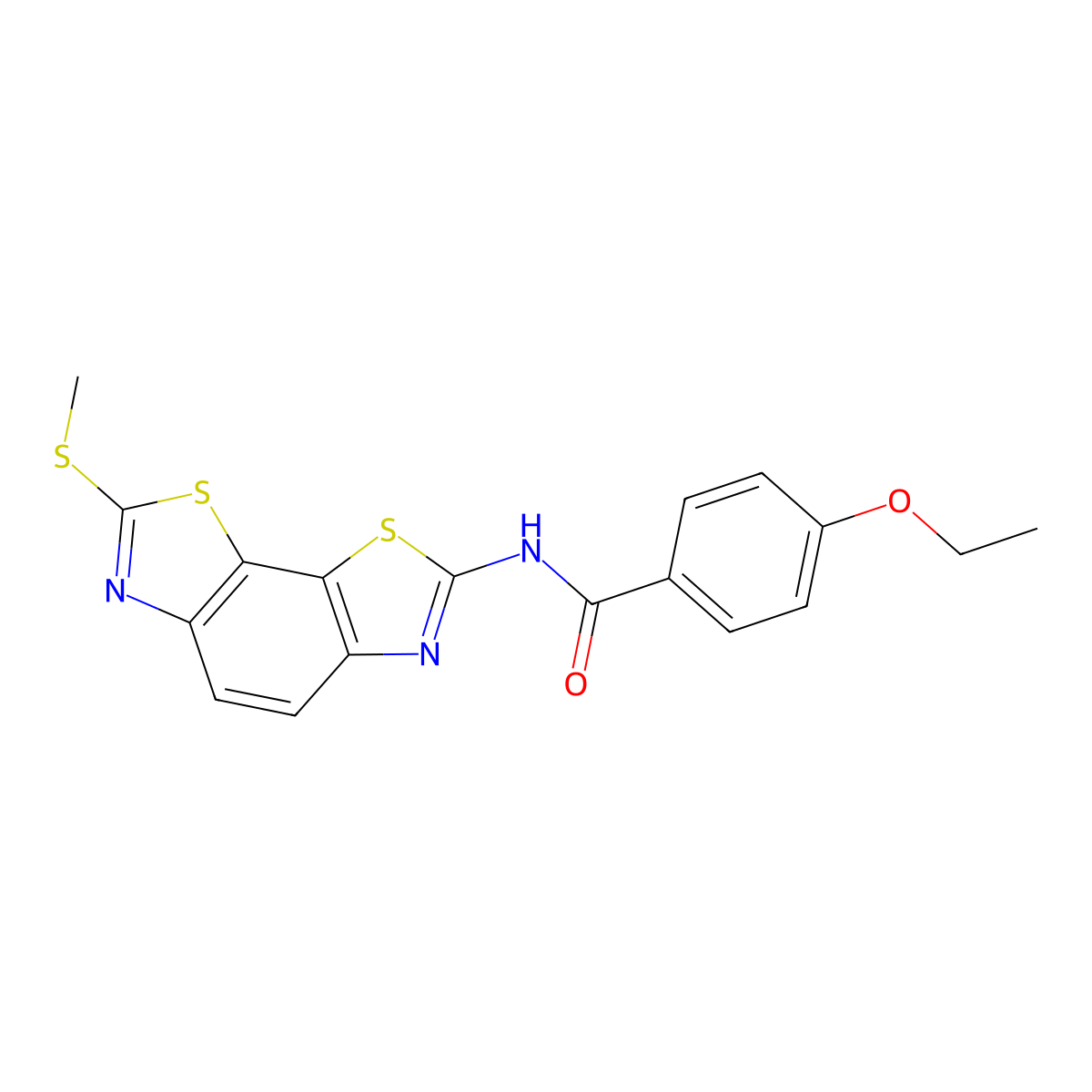 4-ethoxy-N-(2-methylsulfanyl-[1,3]thiazolo[4,5-g][1,3]benzothiazol-7-yl)benzamide molecular structure, CAS 477503-45-0