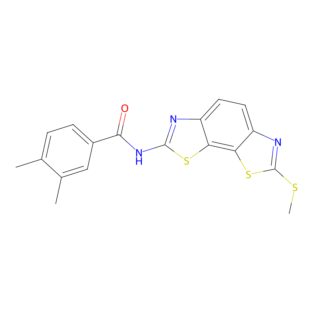 3,4-dimethyl-N-(2-methylsulfanyl-[1,3]thiazolo[4,5-g][1,3]benzothiazol-7-yl)benzamide molecular structure, CAS 477503-56-3