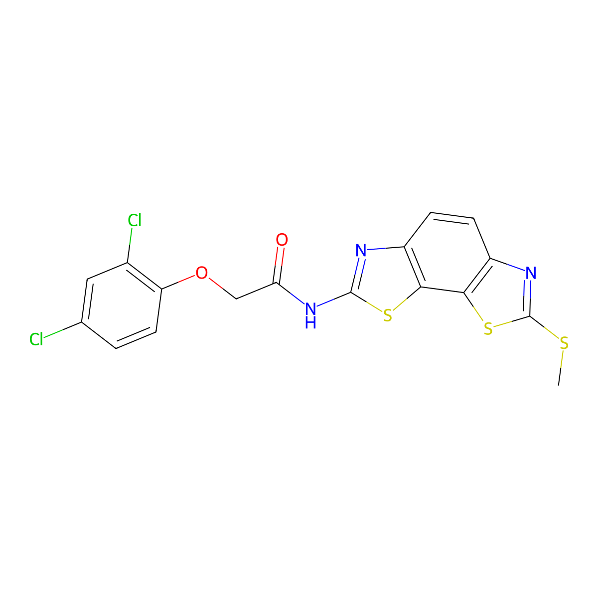 2-(2,4-dichlorophenoxy)-N-(2-methylsulfanyl-[1,3]thiazolo[4,5-g][1,3]benzothiazol-7-yl)acetamide molecular structure, CAS 477503-70-1