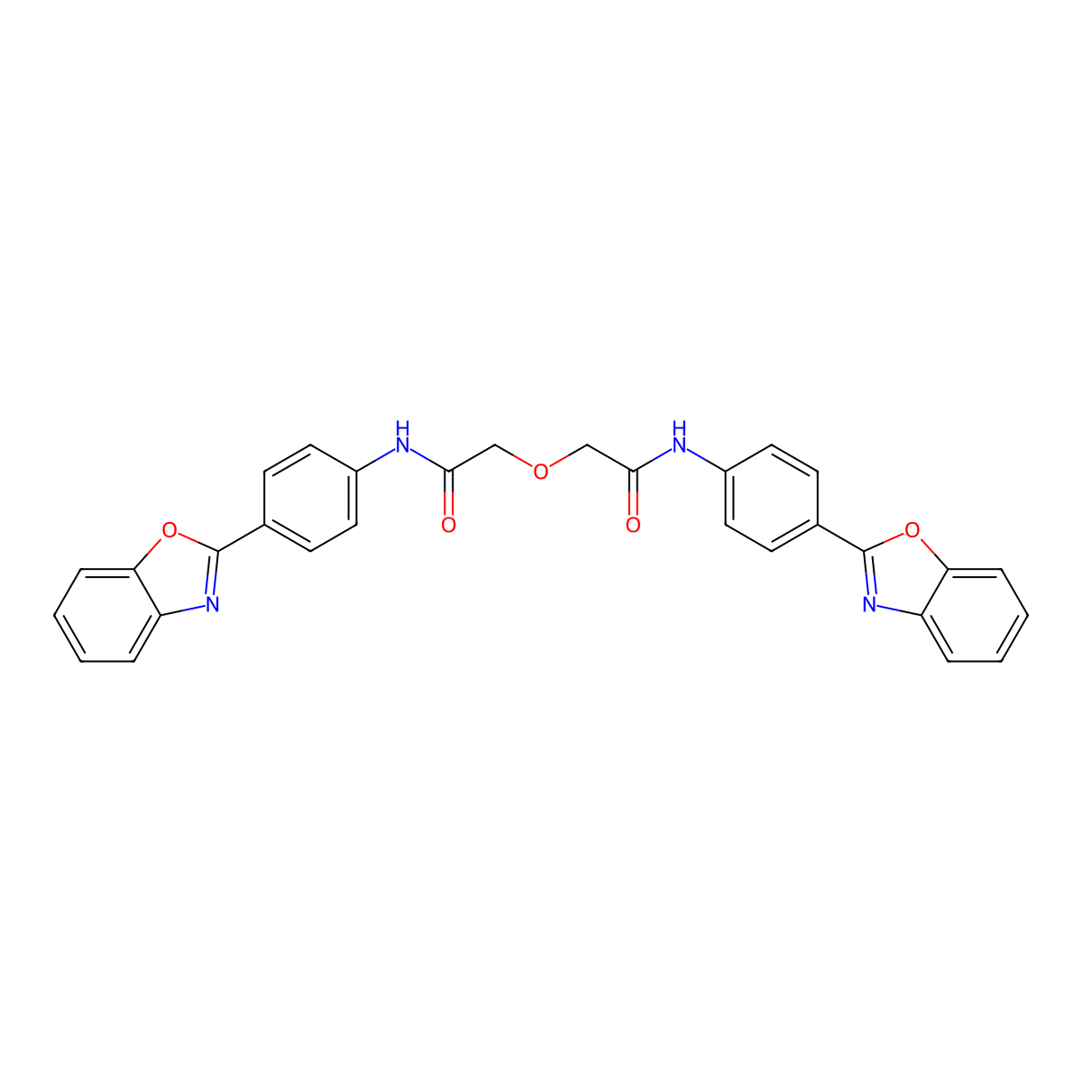 2-[2-[4-(1,3-benzoxazol-2-yl)anilino]-2-oxoethoxy]-N-[4-(1,3-benzoxazol-2-yl)phenyl]acetamide molecular structure, CAS 477503-93-8