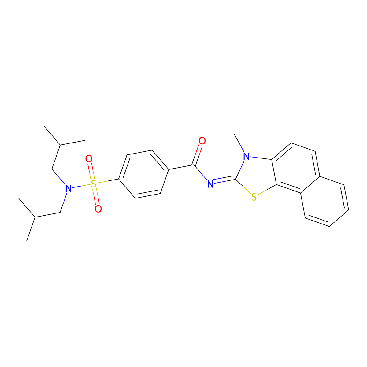 4-[bis(2-methylpropyl)sulfamoyl]-N-(3-methylbenzo[g][1,3]benzothiazol-2-ylidene)benzamide molecular structure, CAS 477504-47-5